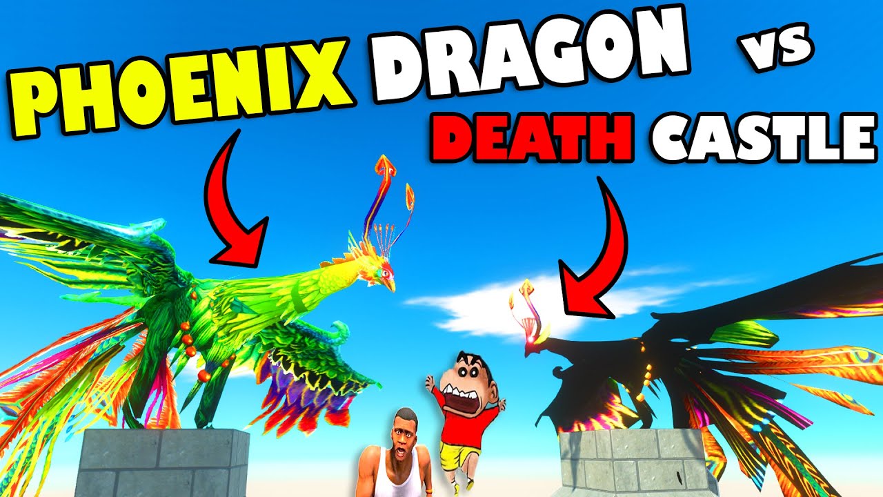 PHOENIX DRAGON vs SHINCHAN CASTLE and BLACK MONSTER DRAGON CHOP in ANIMAL REVOLT BATTLE SIMULATOR