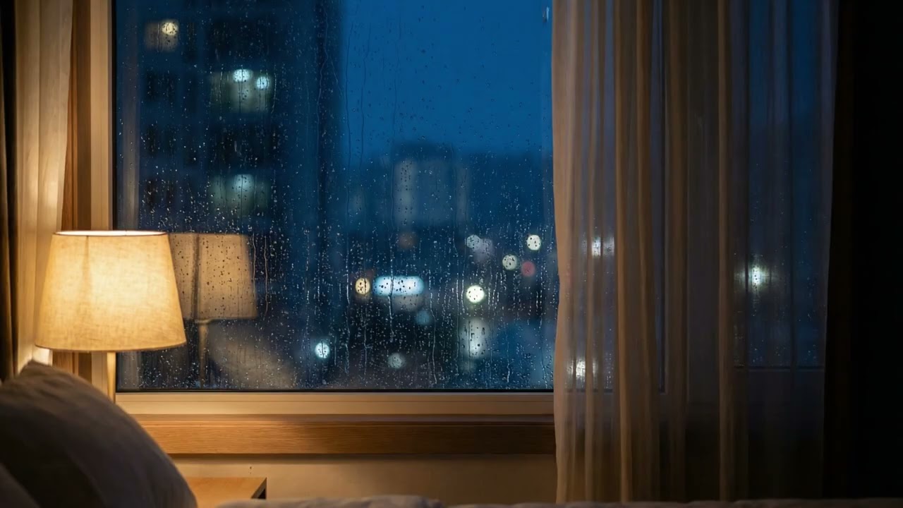 Rain & Soft Curtains at Night (No Ads, No Lightning) | Cozy Bedroom Rain Sounds for Deep Sleep