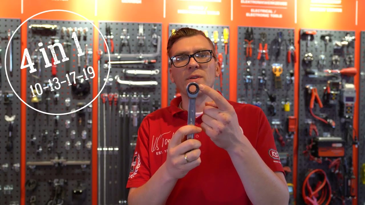 KS TOOLS | 503.4565: 4 in 1 GEARplus umschaltbar Doppel-Ratschenringschl&uuml;ssel by G&Ouml;HRUM