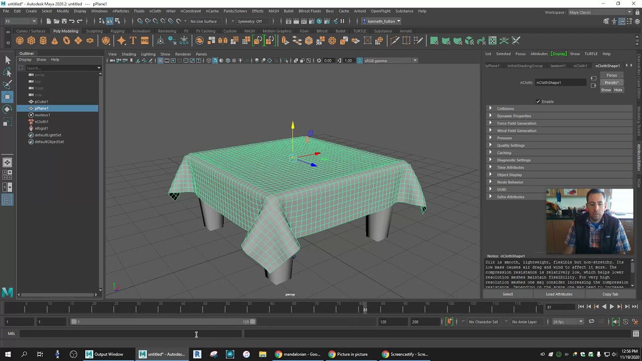 Table cloth- Cloth and Colliders in Maya