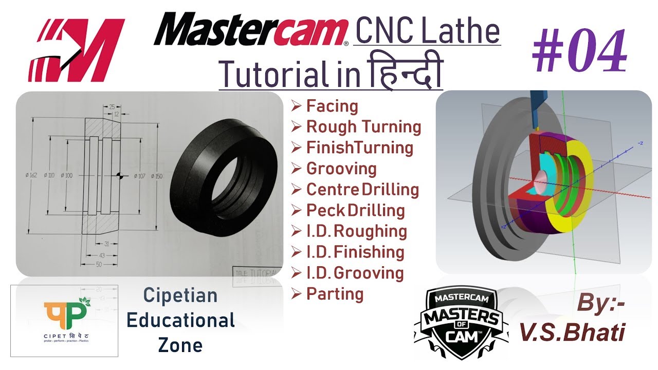 Mastercam Lathe Tutorial - Facing || OD Turning || Drilling || Boring || Grooving || Parting
