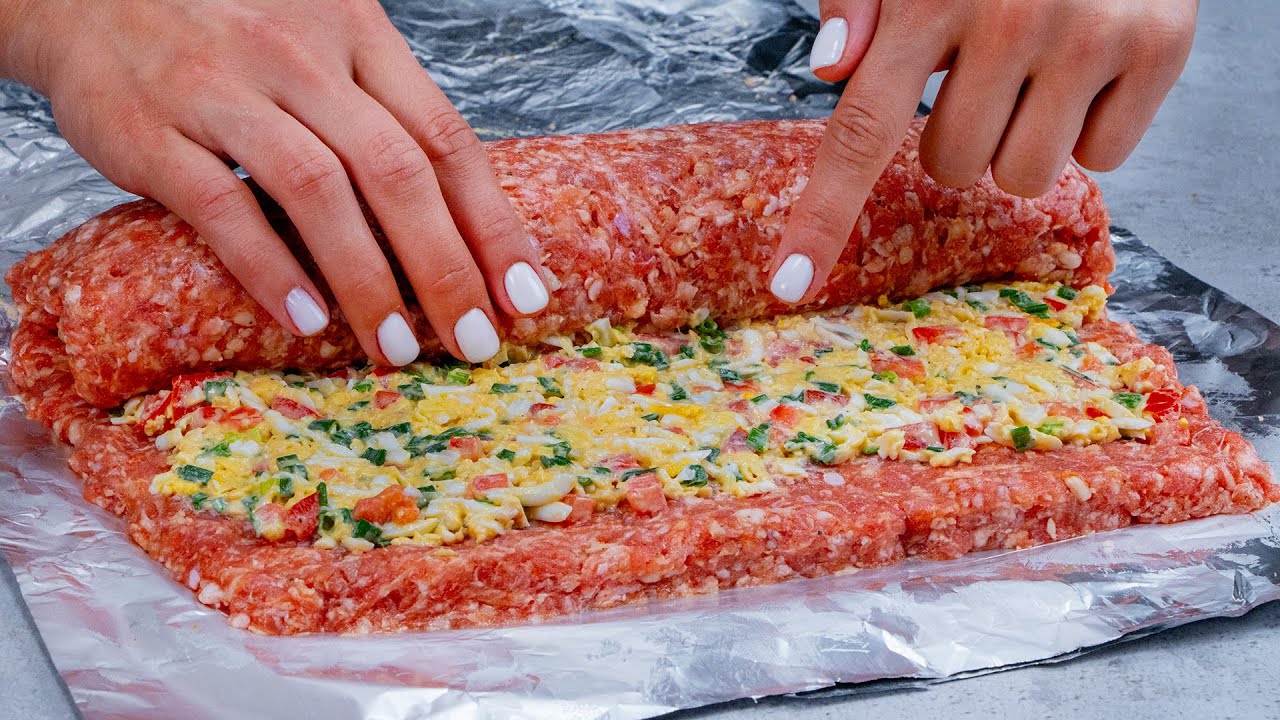 ПРАЗДНИЧНЫЙ РУЛЕТ из мясного ФАРША - ПРОСТО и ДЕШЕВО!