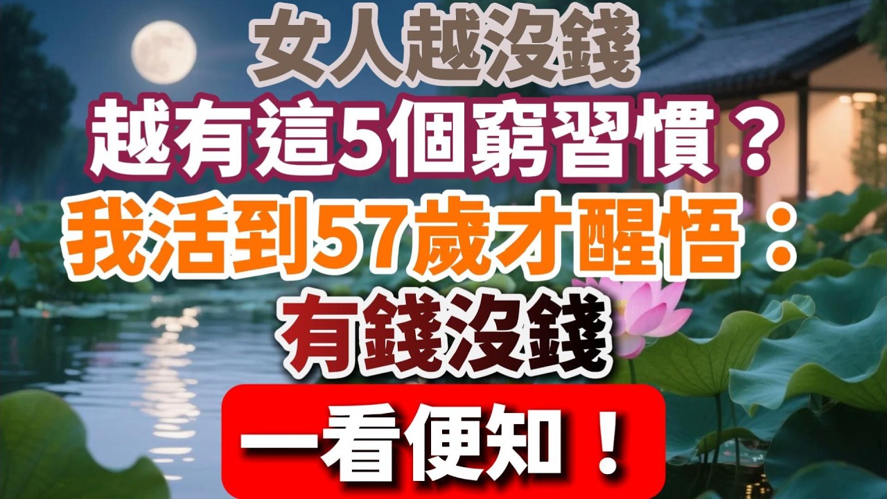 女人越沒錢，越有這5個窮習慣？我活到57歲才醒悟：有錢沒錢，一看便知！【暮年幸福】#晚年生活 #中老年生活 #為人處世 #生活經驗 #情感故事 #老人 #女人心事 #人生感悟