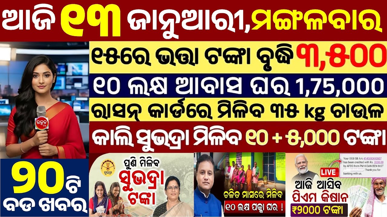 today's odia news/13 January 2026/subhadra yojana online apply process/pm kisan/odisha news today