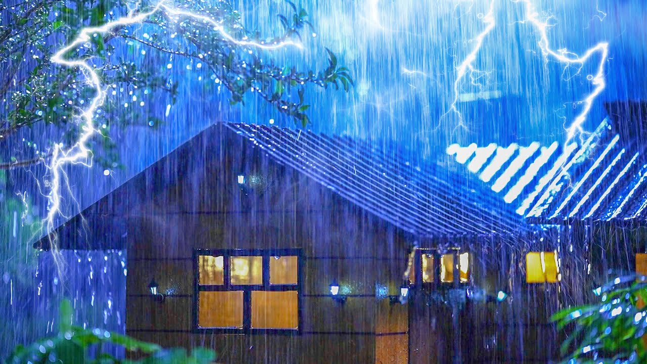 Fuertes lluvias y truenos muy fuertes en la carretera nocturna⚡Sonidos de tormenta para dormir💤