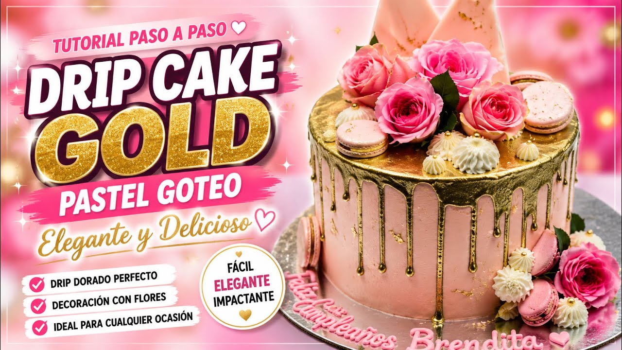 Drip Cake Gold./Pastel Goteo/Drip Dorado