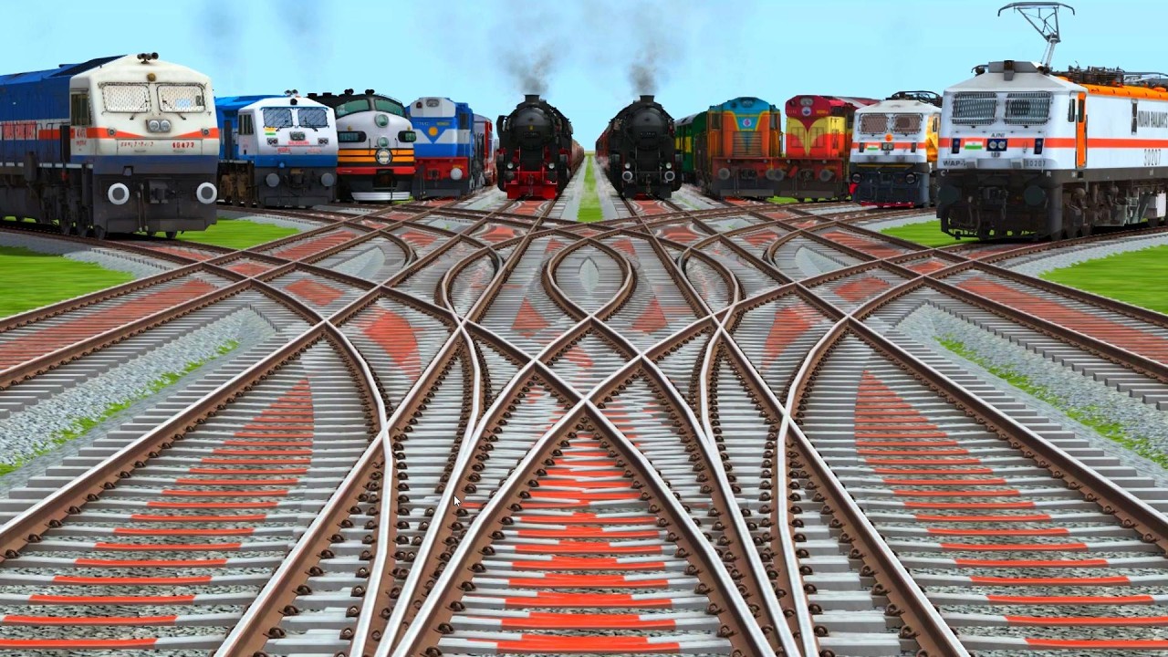 🔺️Ten Realistic Trains Crossing At Bumpy Curves Railroad Tracks | Railway Puzzle You Won’t Believe