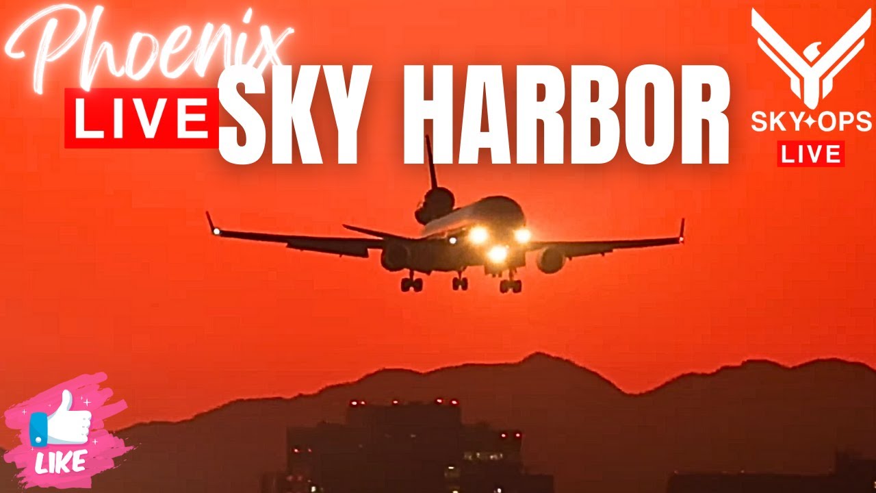🔴LIVE Plane Spotting Phoenix SkyHarbor (PHX)❤️STUNNING SUNSET Live Airport