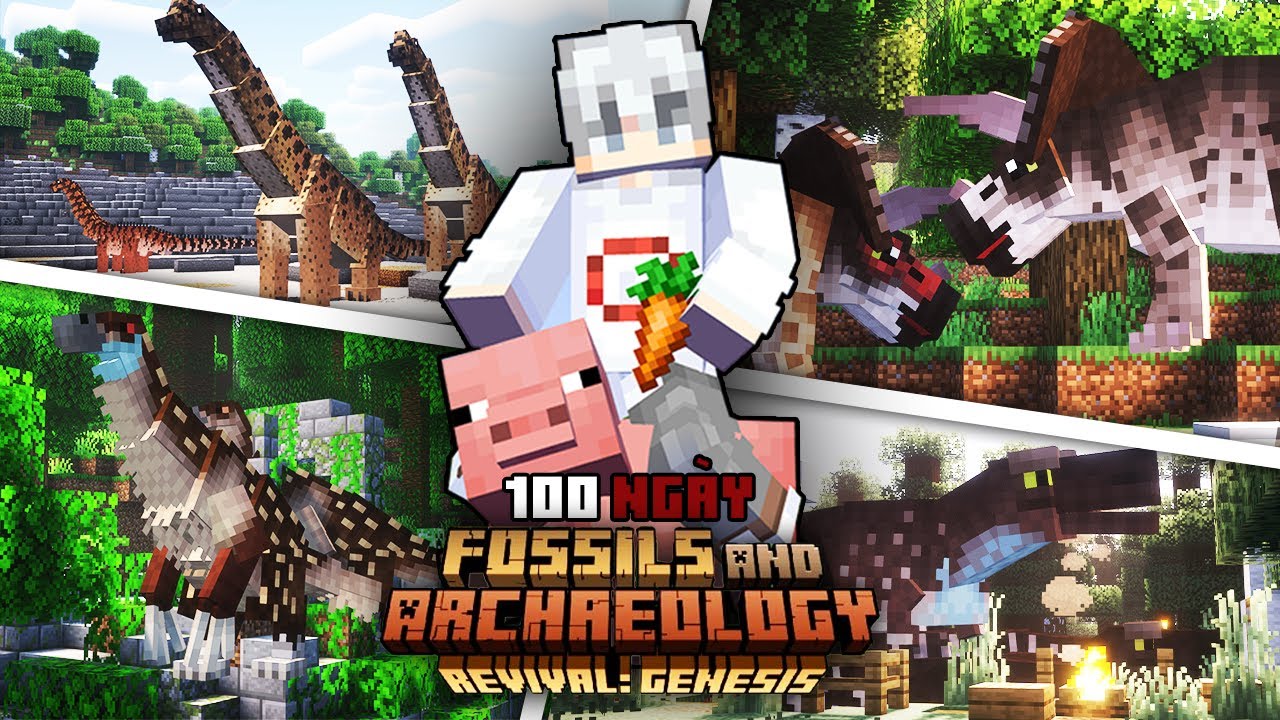 Ozin Sinh Tồn 100 Ngày Minecraft Công Viên Khủng Long Cùng Bạn Thân !