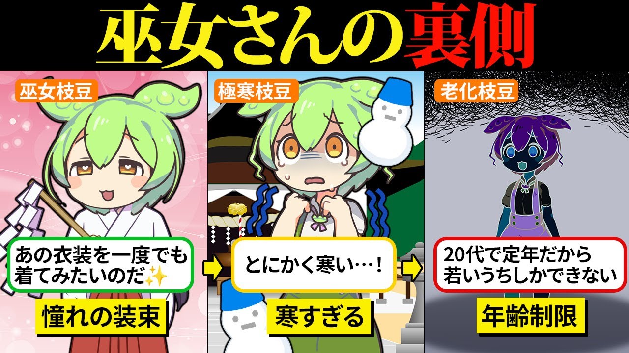 巫女さんになったら憧れの装束で楽しく働けると思ったのだ…【ずんだもん＆ゆっくり解説】