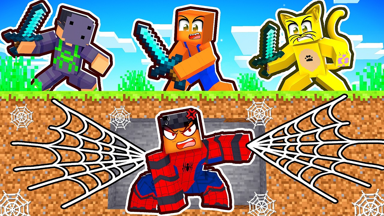 Homem Aranha VS 4 Caçadores no Minecraft