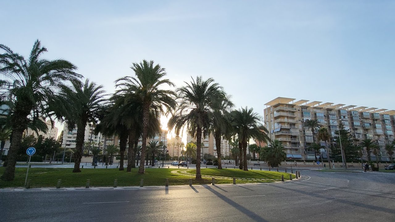 Walking through Spanish streets. Avinguda de la Costa Blanca, Alicante, Spain