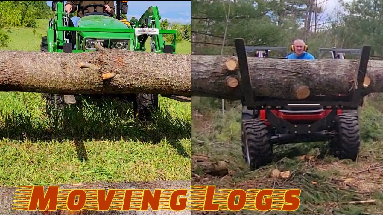 Massey 1735M & John Deer 3025E. Moving some Logs.