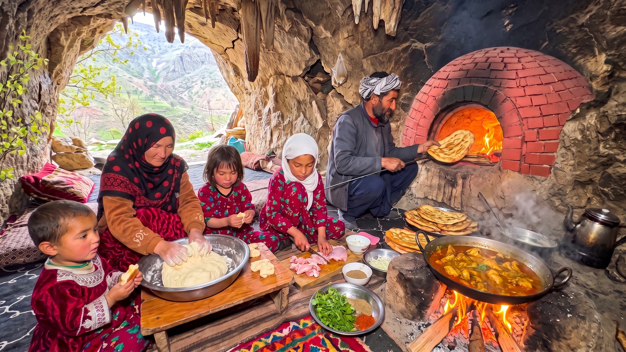 Surviving in a Dangerous Ancient Cave Home | A Family's Real Daily Life & Traditional Cooking