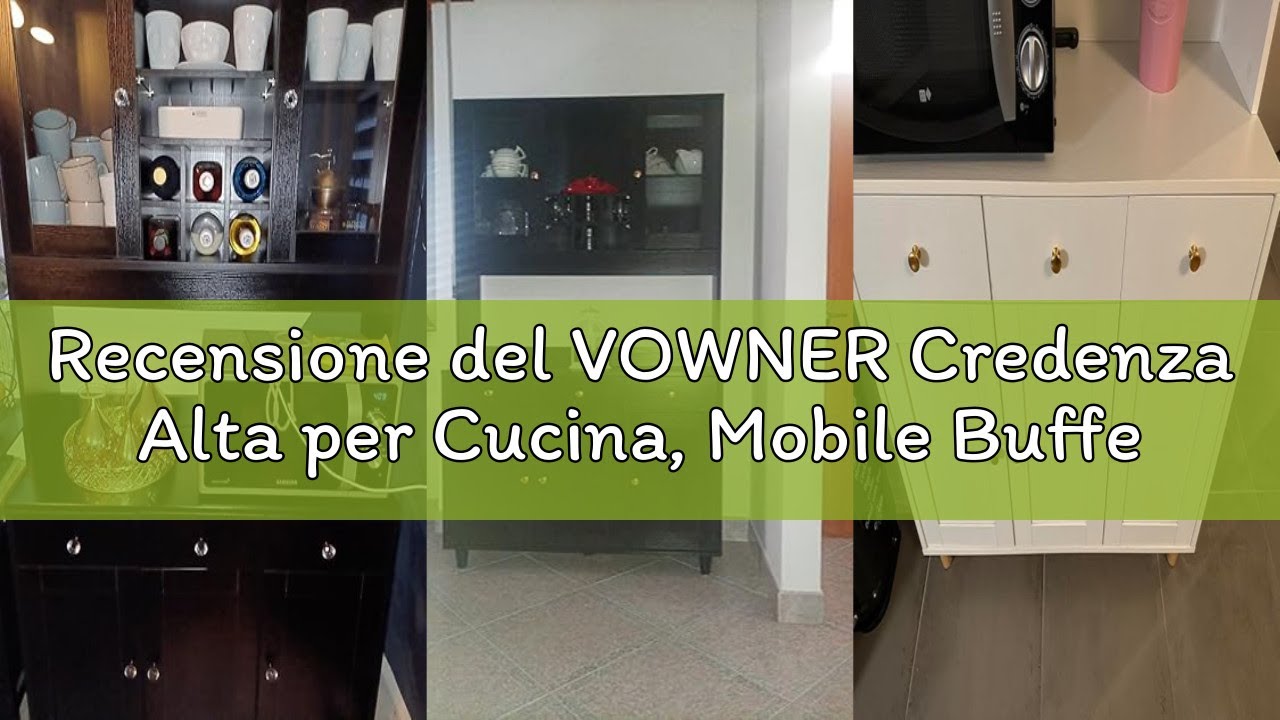 Recensione del VOWNER Credenza Alta per Cucina, Mobile Buffet, Dispensa con 5 Armadietti, Mobile Cuc