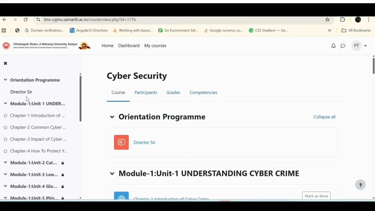 Log In and Navigate Cybersecurity Course