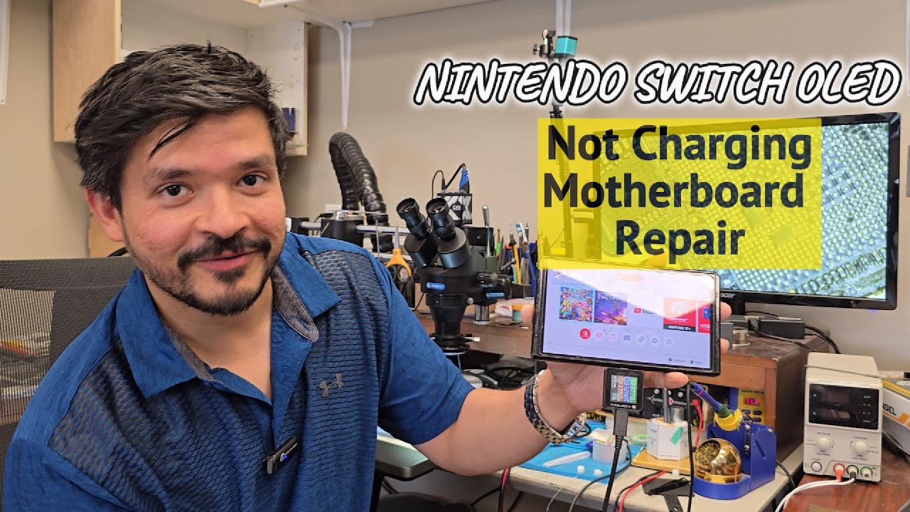 Nintendo Switch OLED Not Charging Motherboard Repair. Full fix. Trace Repair, M92T36 Replacement.