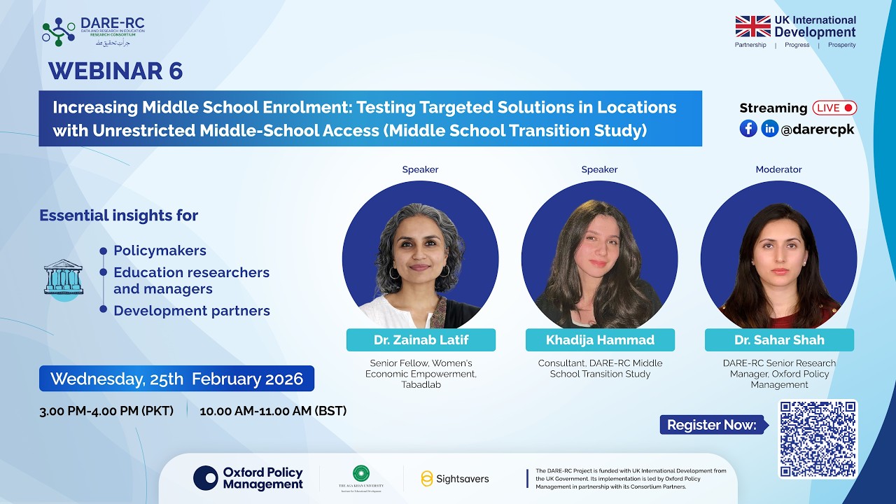 DARE-RC Webinar | Increasing Middle School Enrolment: Testing Targeted Solutions