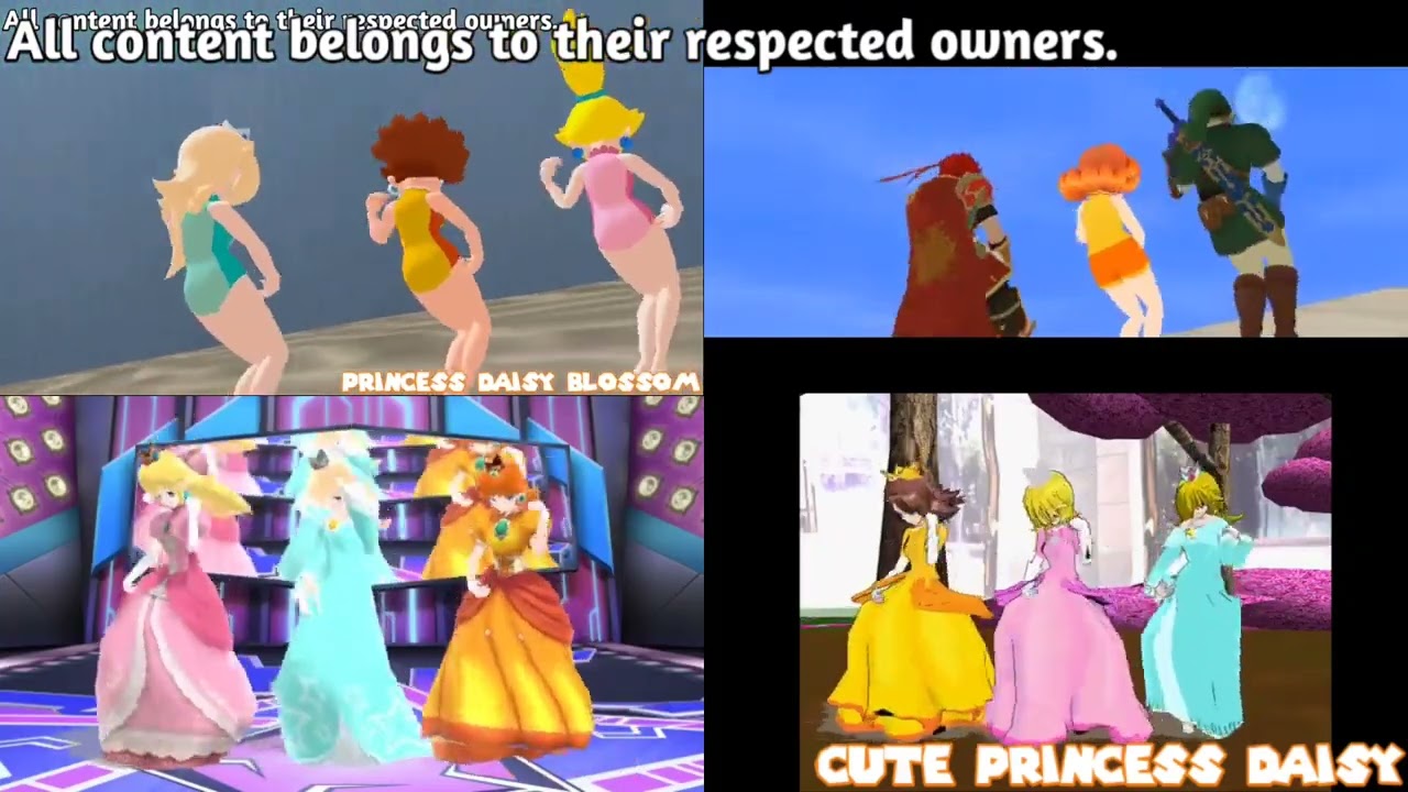 MMD Peach, Daisy, Rosalina, Link & Roy - Bakunyumorion (Quadparison)