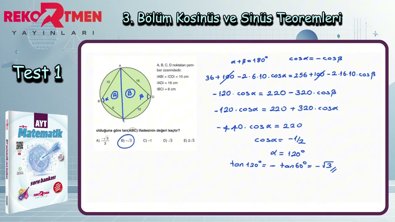 3. Bölüm Kosinüs ve Sinüs Teoremleri Test 1