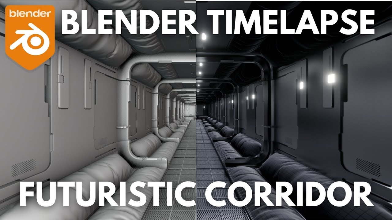 Blender Timelapse: Futuristic Corridor | 3D Modeling and Rendering/Texturing
