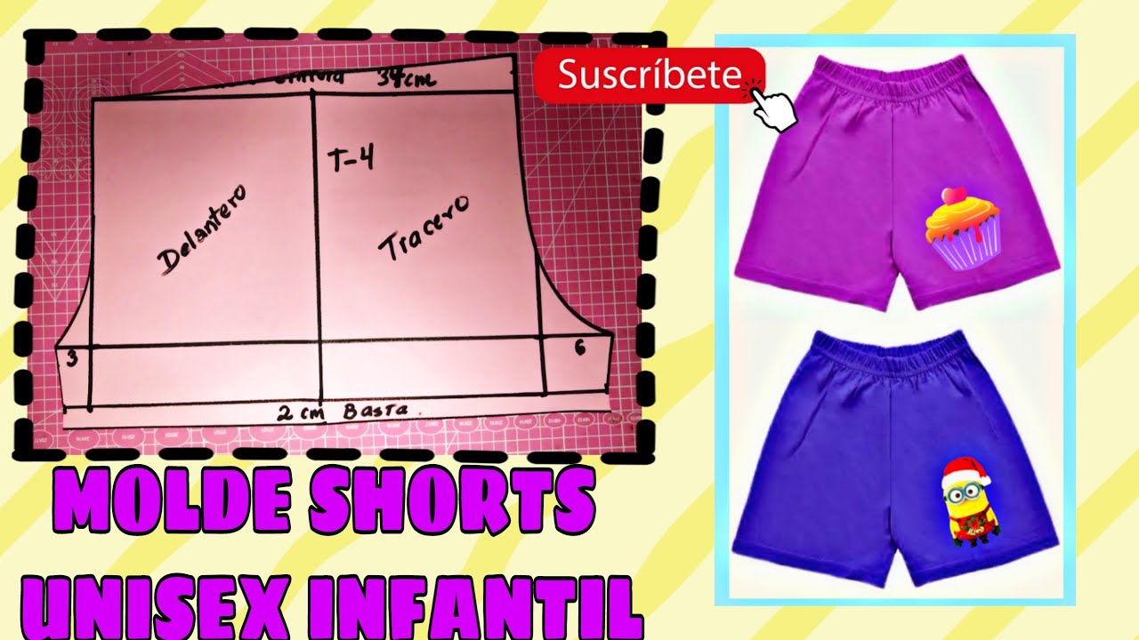 MOLDE DE SHORTS INFANTIL UNISEX - TALLA 4