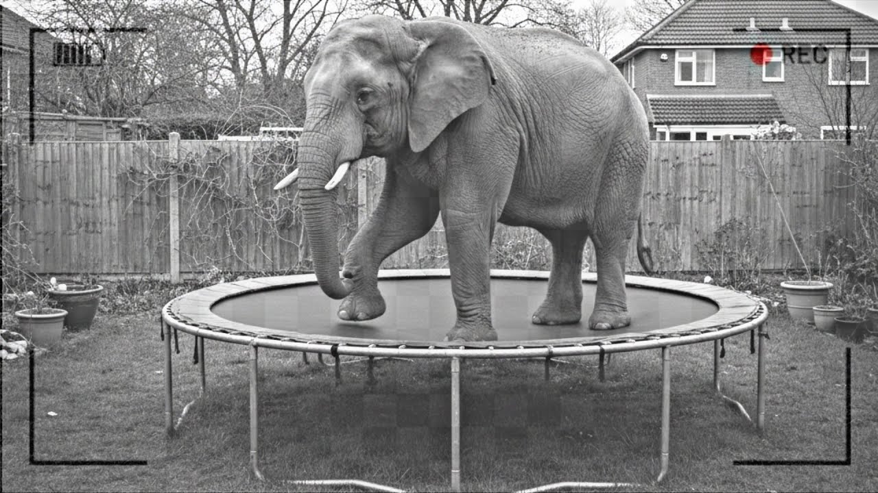 Hidden Camera Captures Funny Animals Jumping on a Trampoline