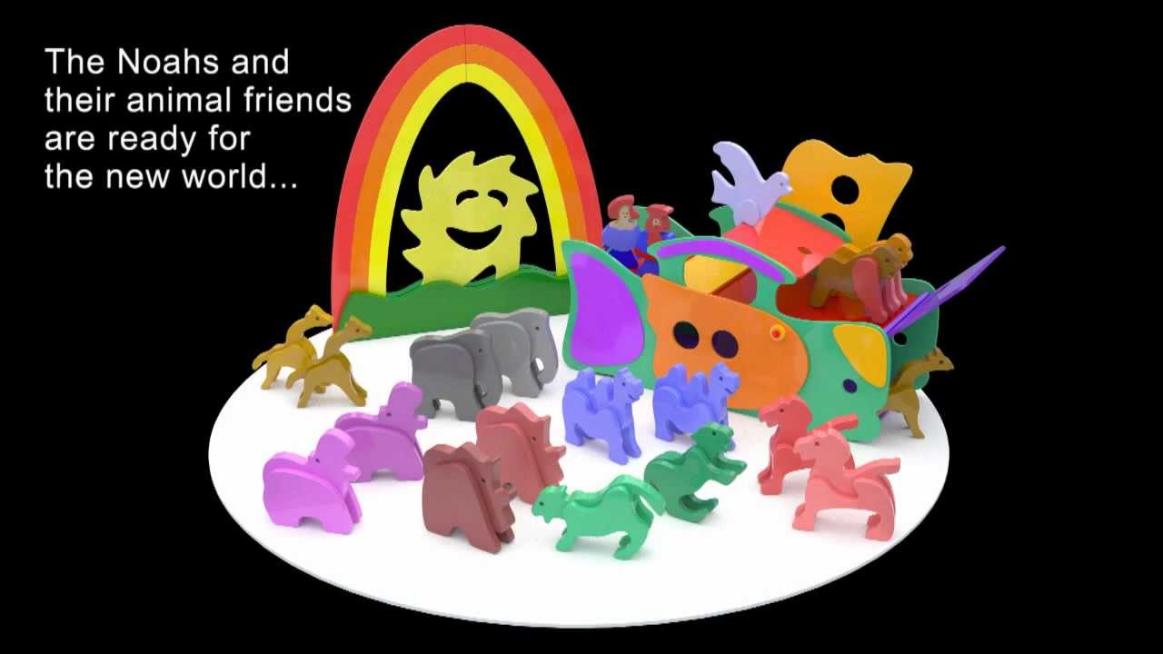 Wood Toy Plans - Psychodelic Noah's Happy Rainbow Ark & Animals