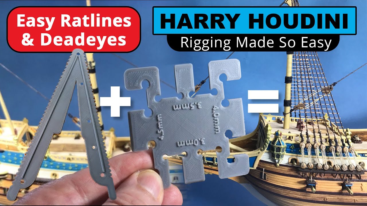 EASY RATLINE RIG for model ship rigging with my Rat Harp and Dead Bug tools for shrouds and deadeyes