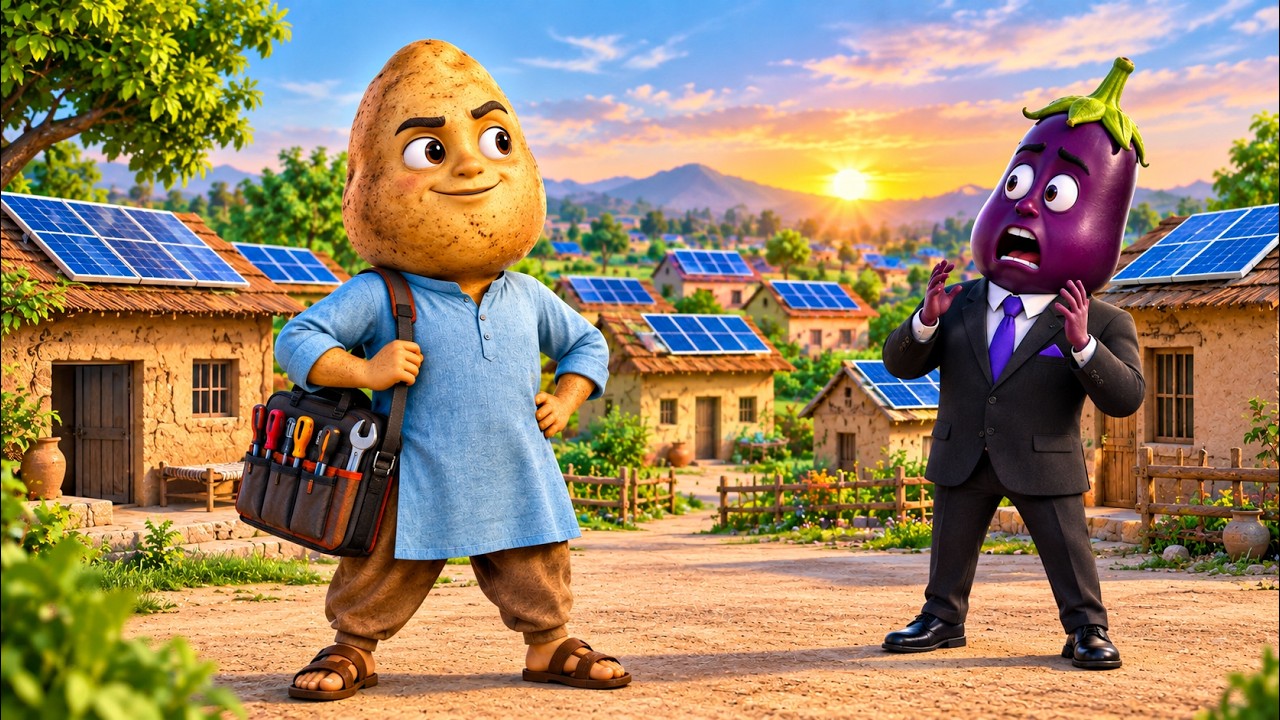 Poor Aloo Lit Up the Entire Village Left Without Power! 😱☀️ | #vegetablestory