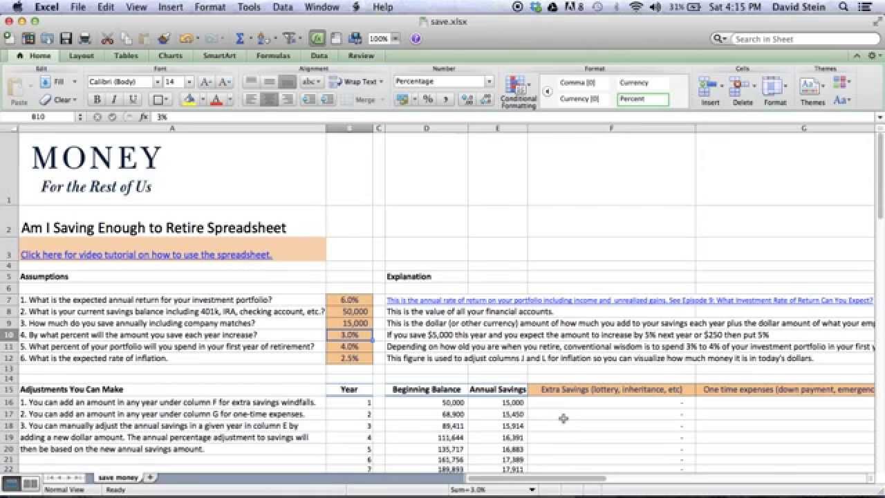 Am I Saving Enough For Retirement Spreadsheet