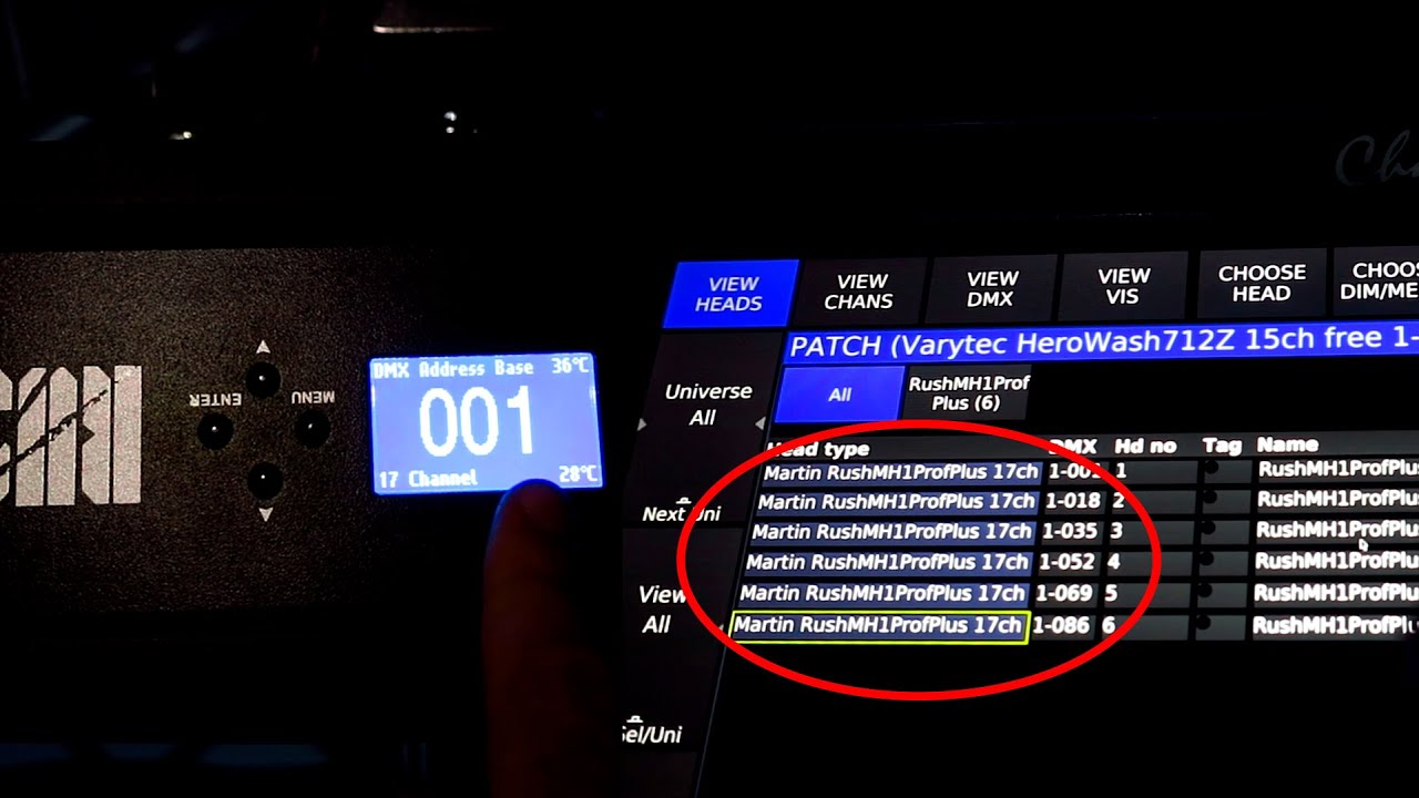 ILUMINACIÓN CON CHAMSYS MAGICQ - 2. CONFIGURACIÓN DMX - DIRECCIÓN DE INICIO Y PATCH DE LOS FOCOS