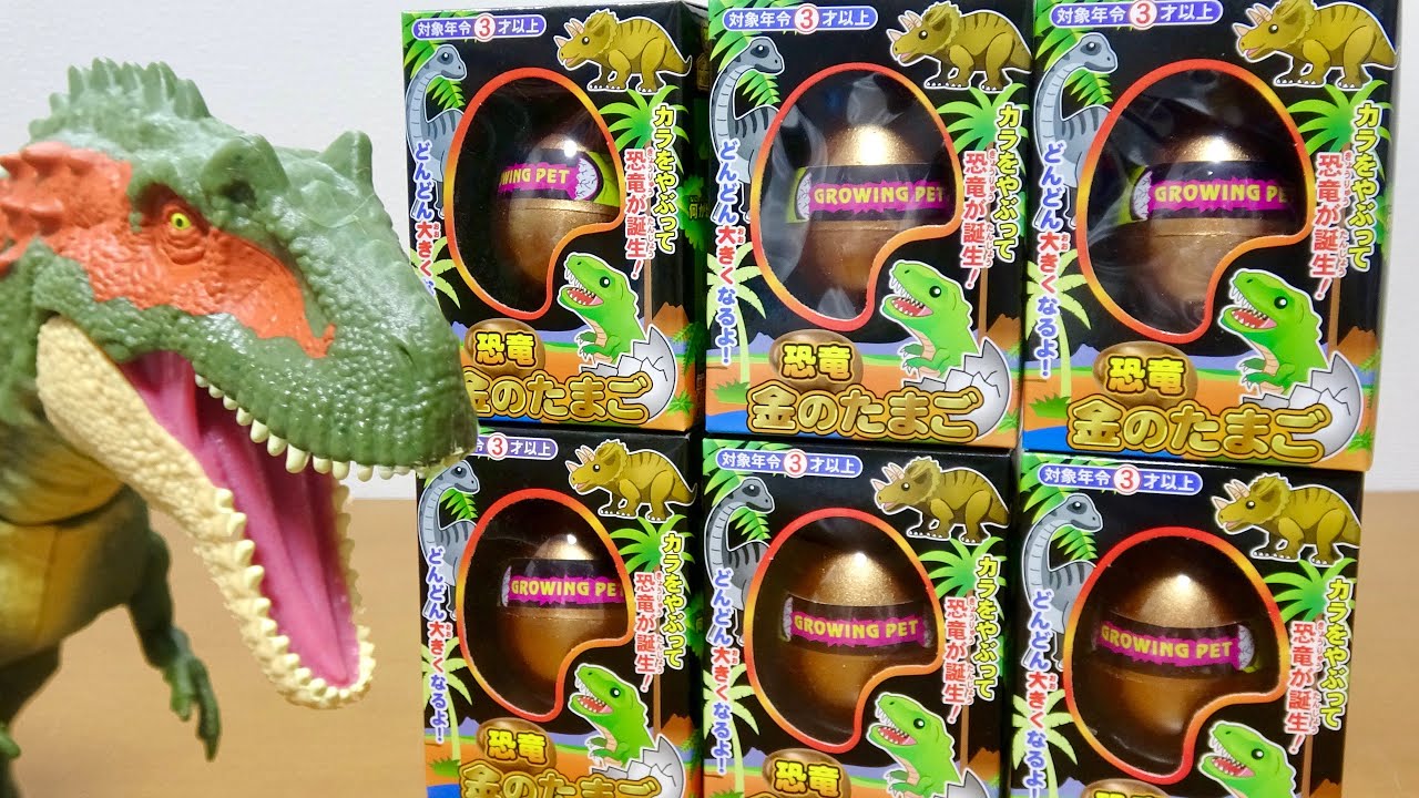恐竜 金のたまごを水に入れて カラをやぶって恐竜フィギュア誕生!全6種類コンプ出来ませんでした