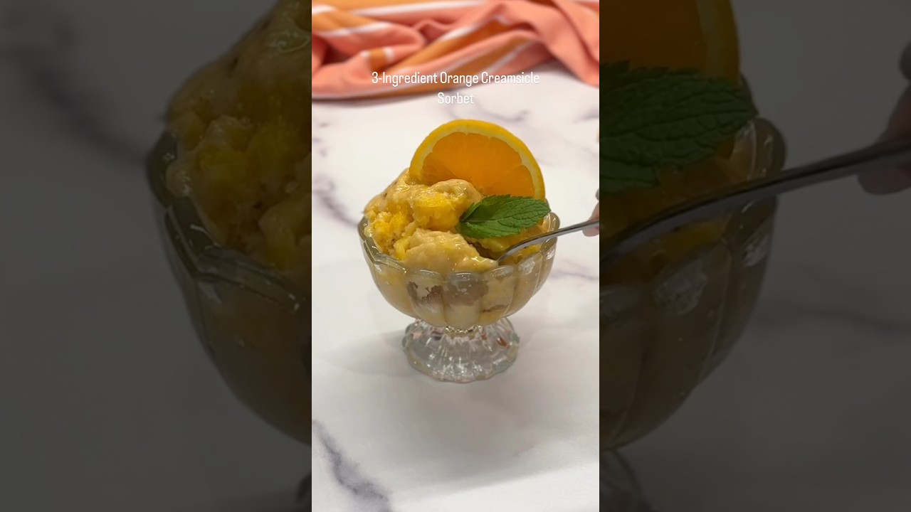 3-Ingredient Orange Creamsicle Sorbet 🍊#orange #sorbet #creamsicle #icecreamrecipe #icecream