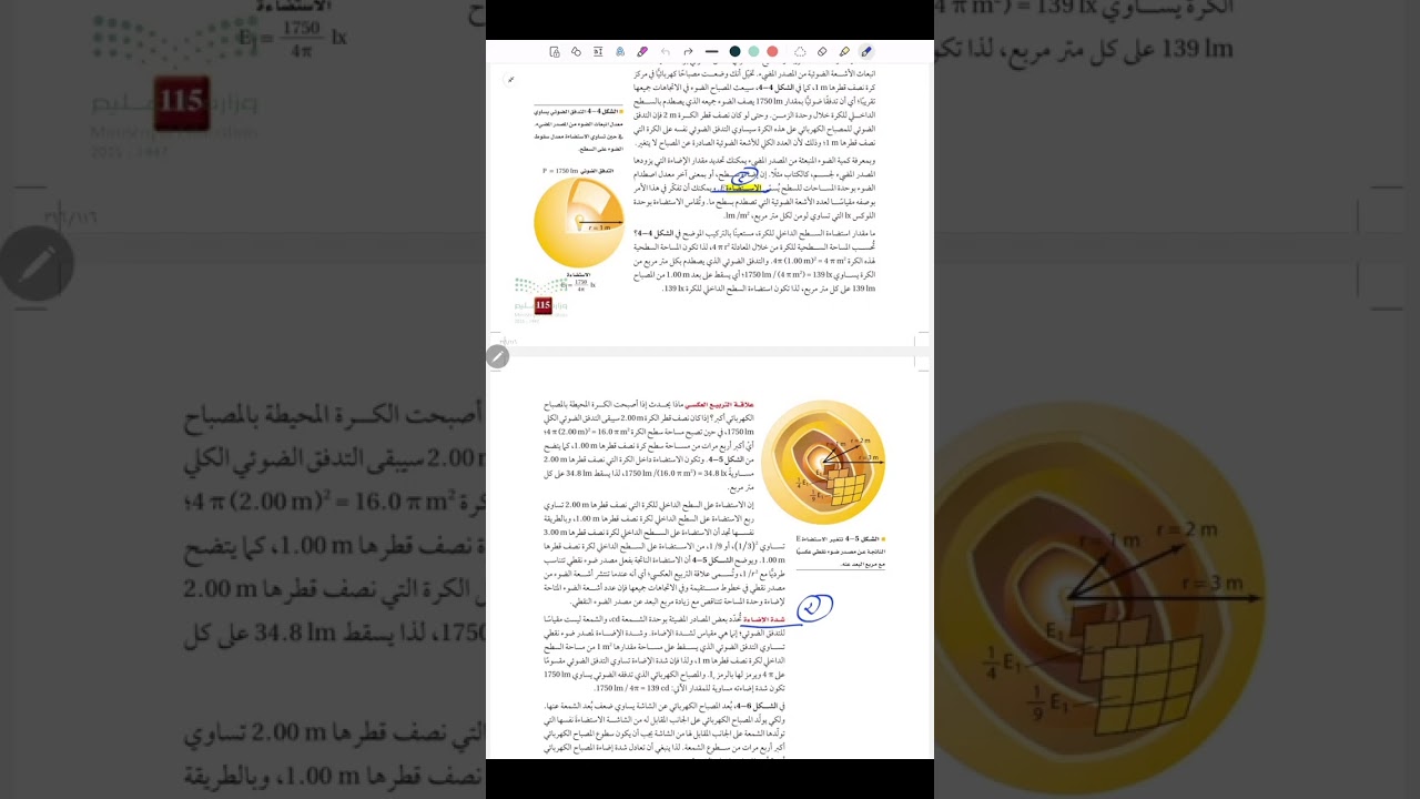 فيزياء 3-1 الصف الثالث ثانوي باب أساسيات الضوء ( درس الاستضاءة )