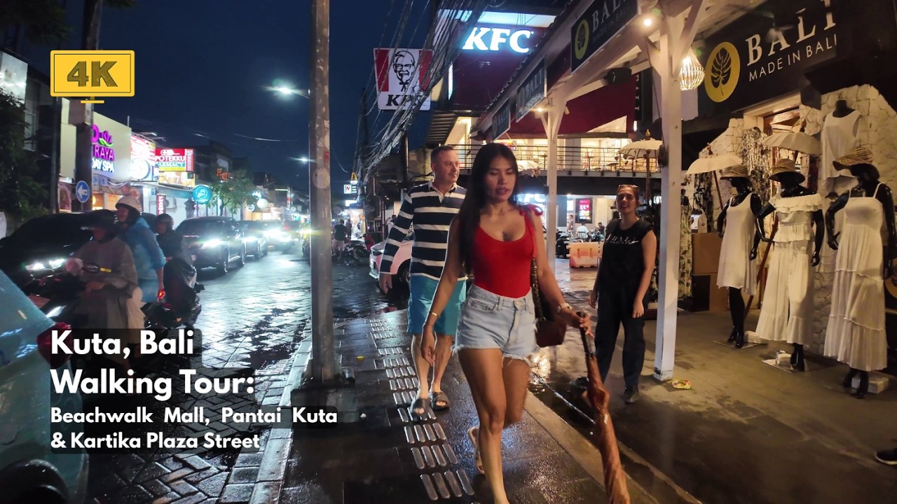 KUTA, Bali 2026 Walking Tour 4K | Rain Walk Around Beachwalk, Pantai Kuta & Kartika Plaza Streets