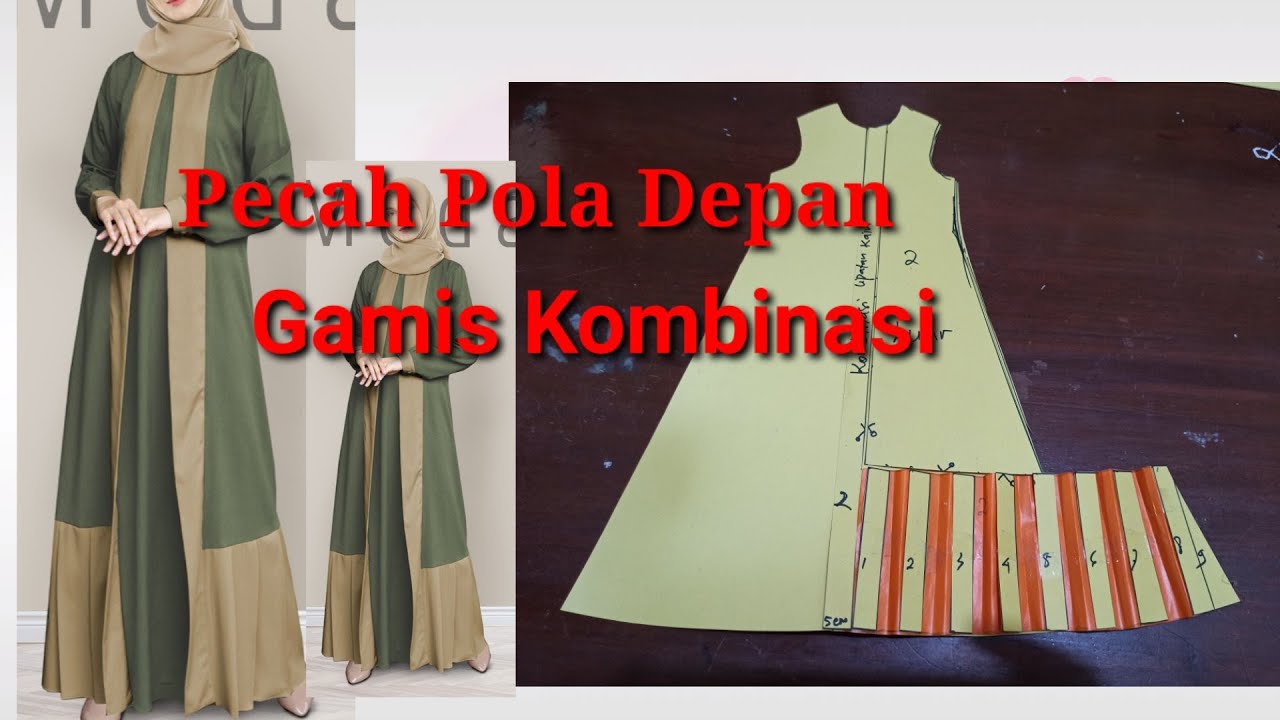 Pecah Pola Gamis Kombinasi Depan