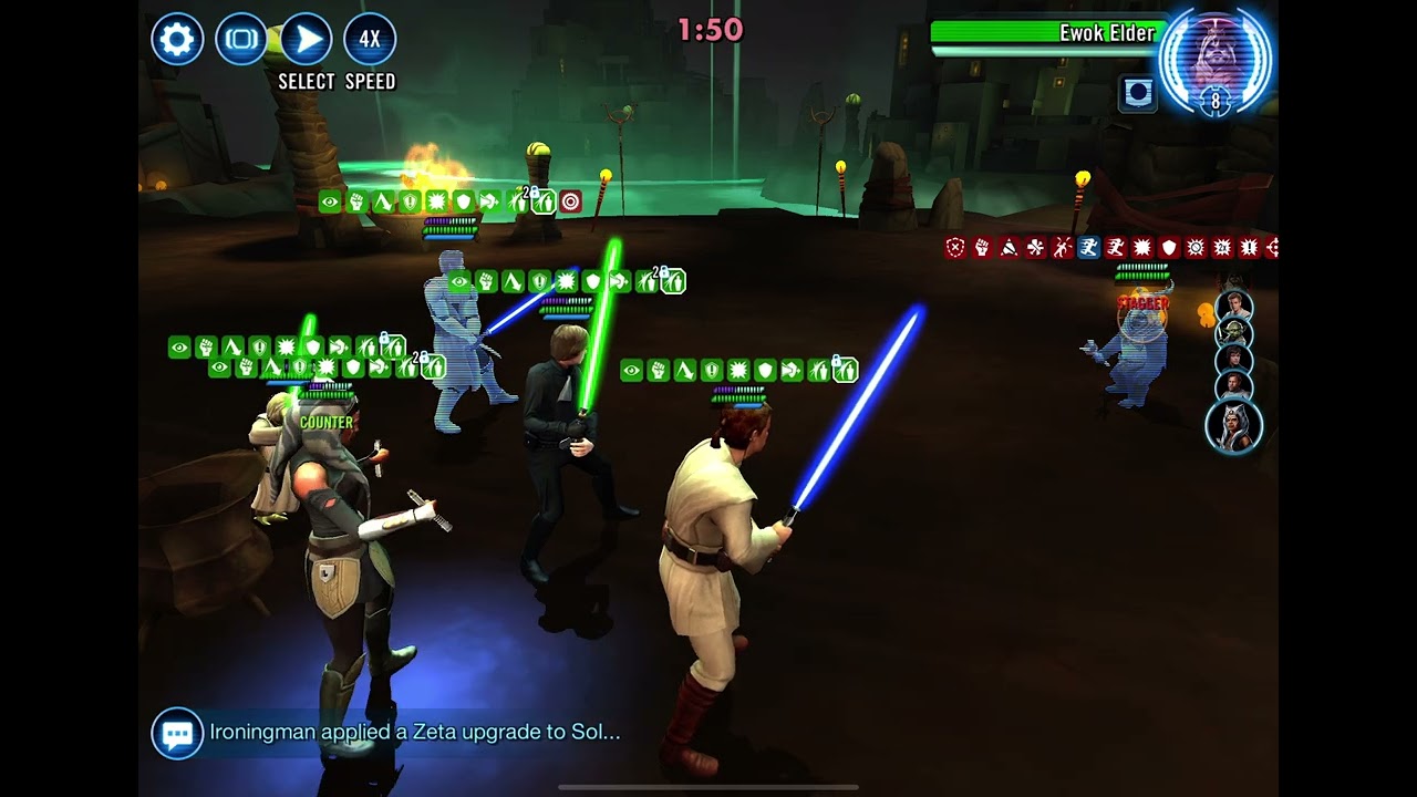 SWGOH Oct 2025 Stranger Conquest Sector 5 Defense and Tenacity down cheese (DCS)
