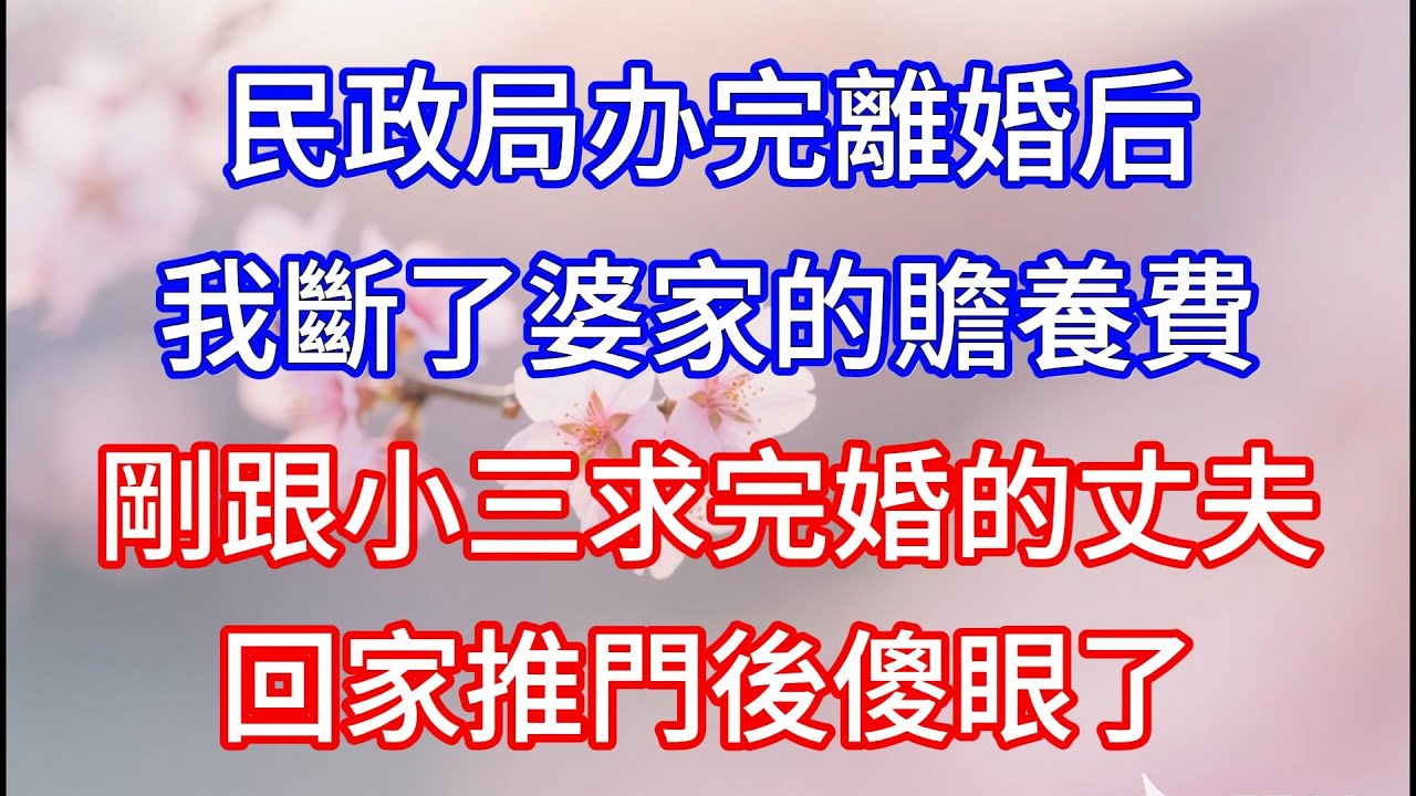 【爽文】民政局办完離婚后，我斷了婆家的贍養費，剛跟小三求完婚的丈夫，回家推門後傻眼了#心靈暖流 #故事頻道 #情感 #人生感悟