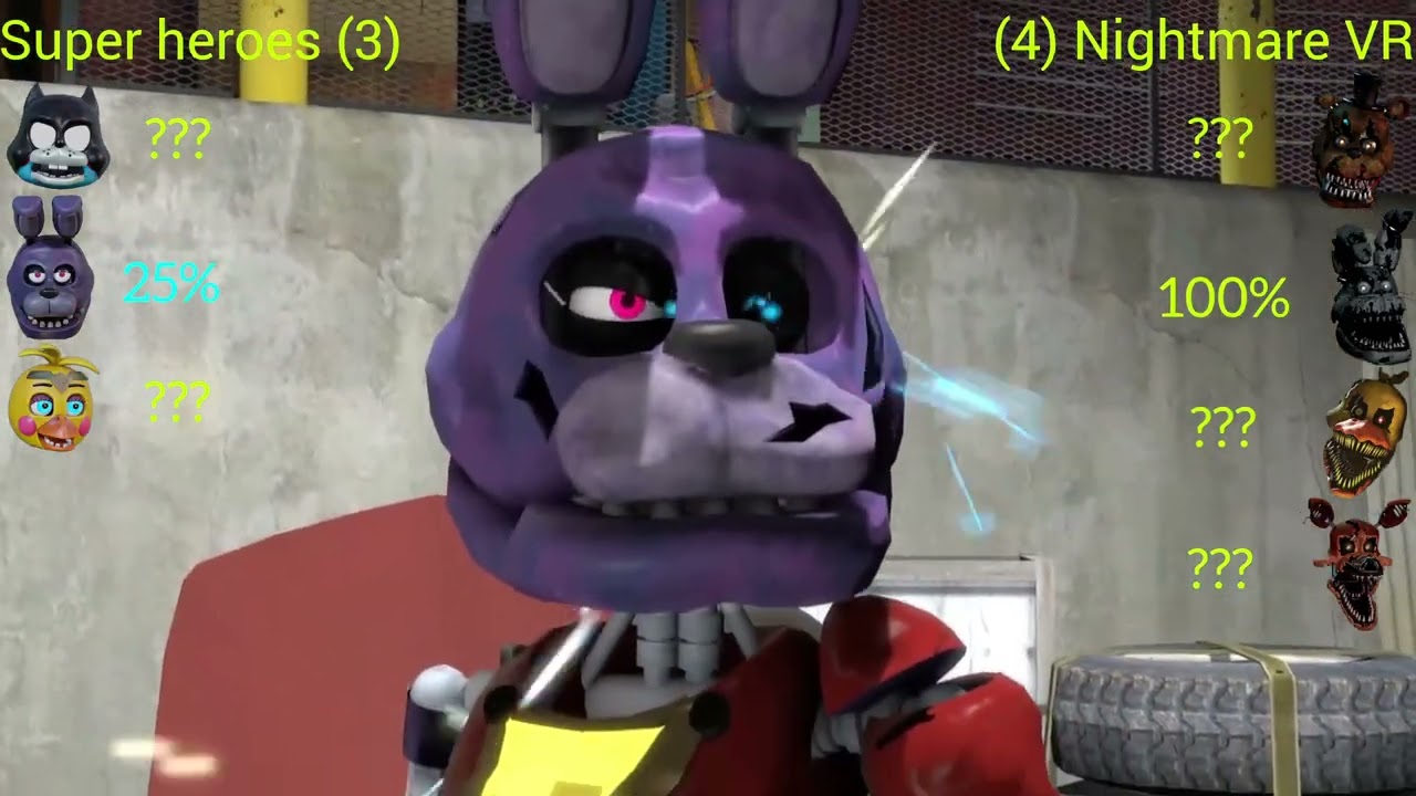 [SFM FNaF] Nightmare VR vs Super Heroes with HEALTHPOINTS
