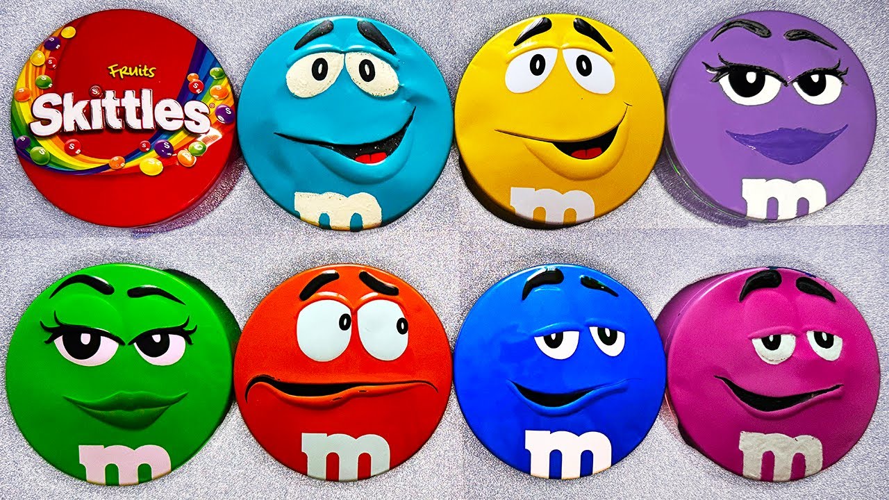 Satisfying Video | Relaxing Unpacking Rainbow Skittles and Tasty M&M'S Candy From Funny Tins ASMR