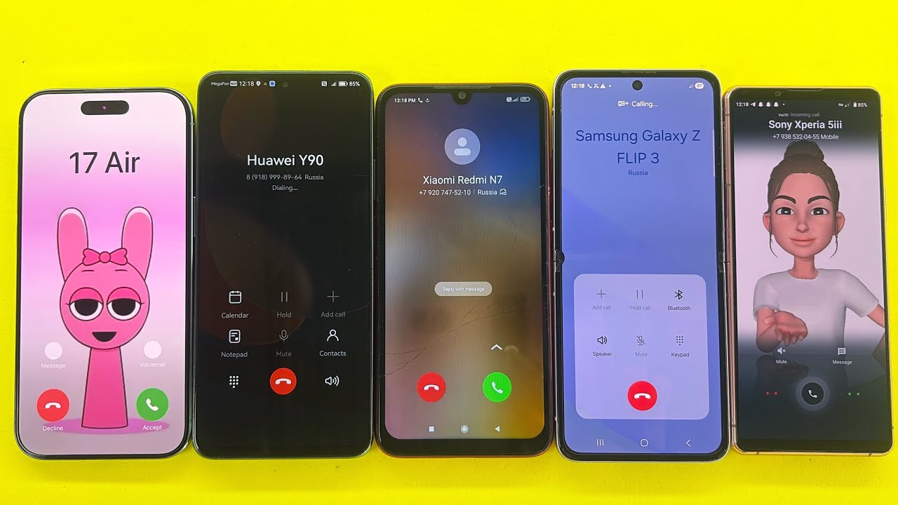 Incoming + Outgoing Call Sony Xperia 5, iPhone Air, Samsung Z Flip 3, Xiaomi Redmi N7, Huawei Y90 