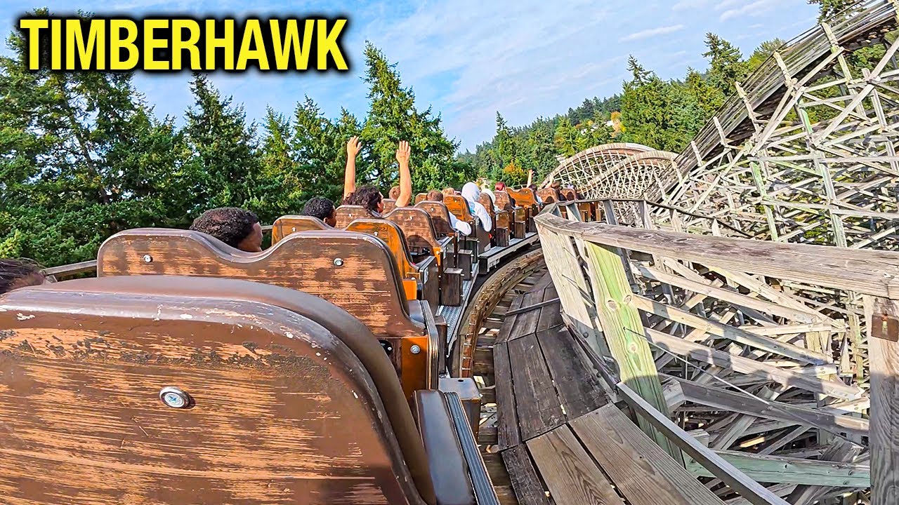 TIMBERHAWK: Ride of Prey (BACK ROW) - Wild Waves Wooden Roller Coaster