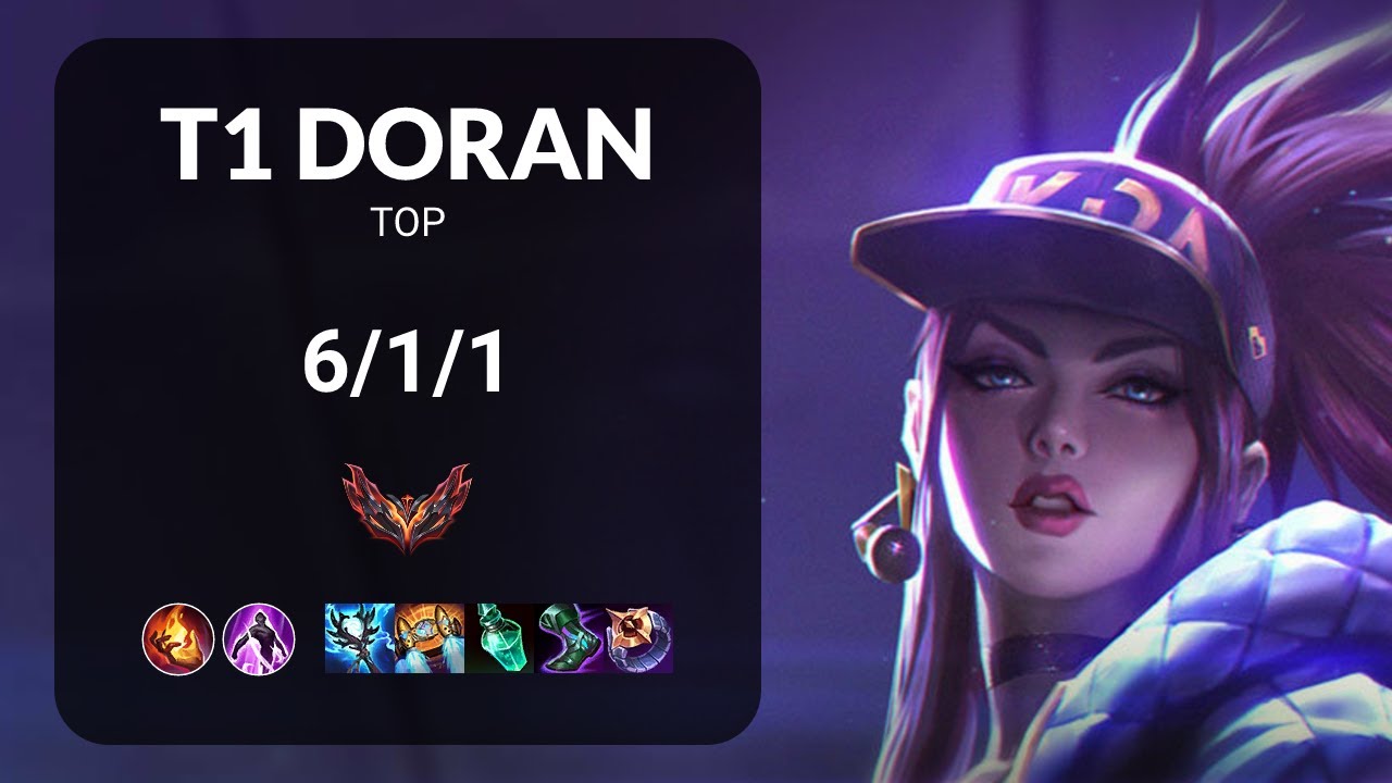 T1 Doran Akali vs Nidalee TOP - KR GRANDMASTER Patch 15.11