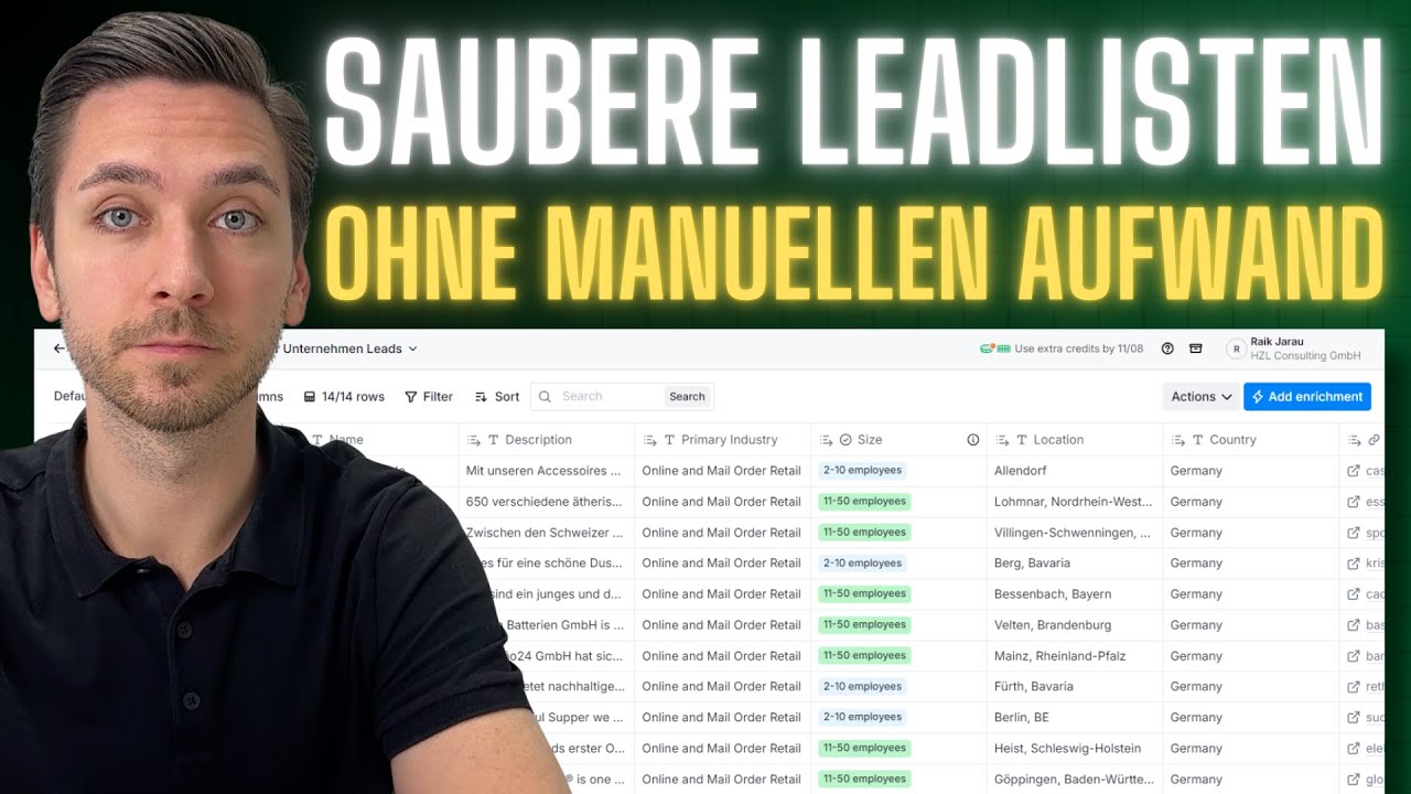 100% saubere Leadlisten in nur 7 Minuten [Automatisiertes Clay.com Set-Up]