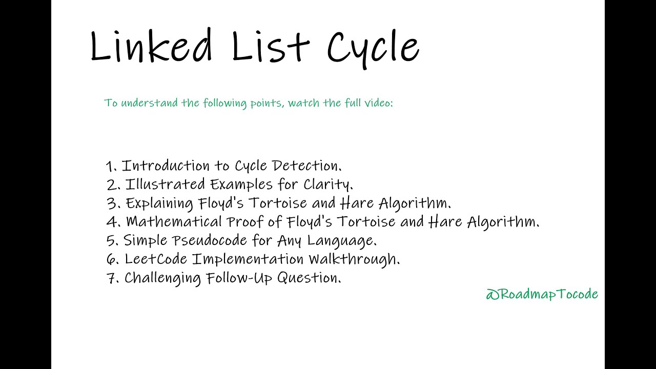 Floyd's Tortoise and Hare Algorithm: Detect Cycle in LinkedList-Explained| LeetCode141|RoadMapToCode