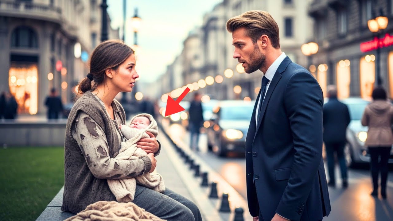 Milionarul pe cea mai aglomerată stradă vede fosta iubită cerșetoare cu un bebeluș în brațe