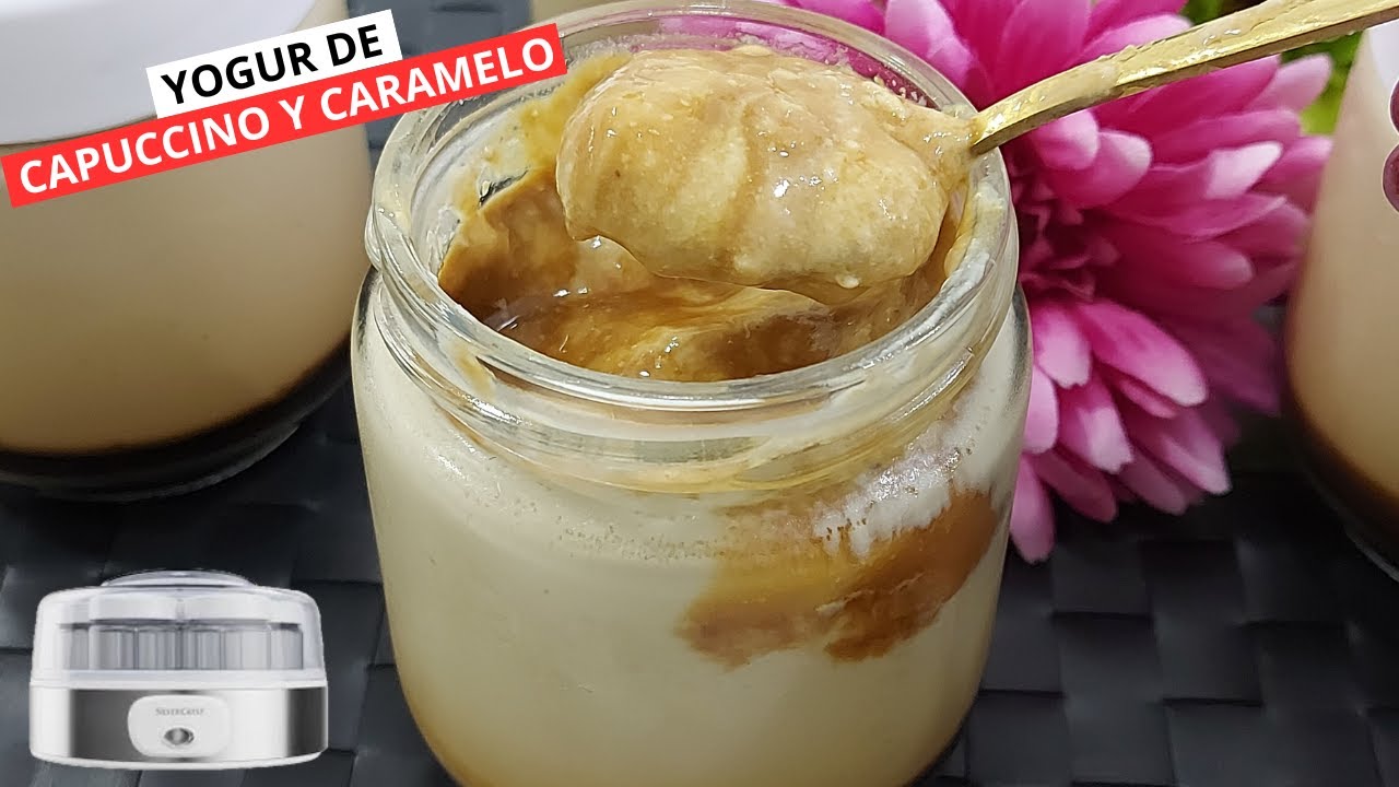 Yogur de capuccino y caramelo en yogurtera