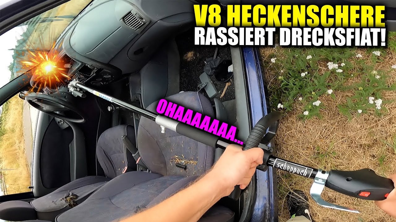 500PS Benzin-Heckenschere rein ins DRECKSAUTO!