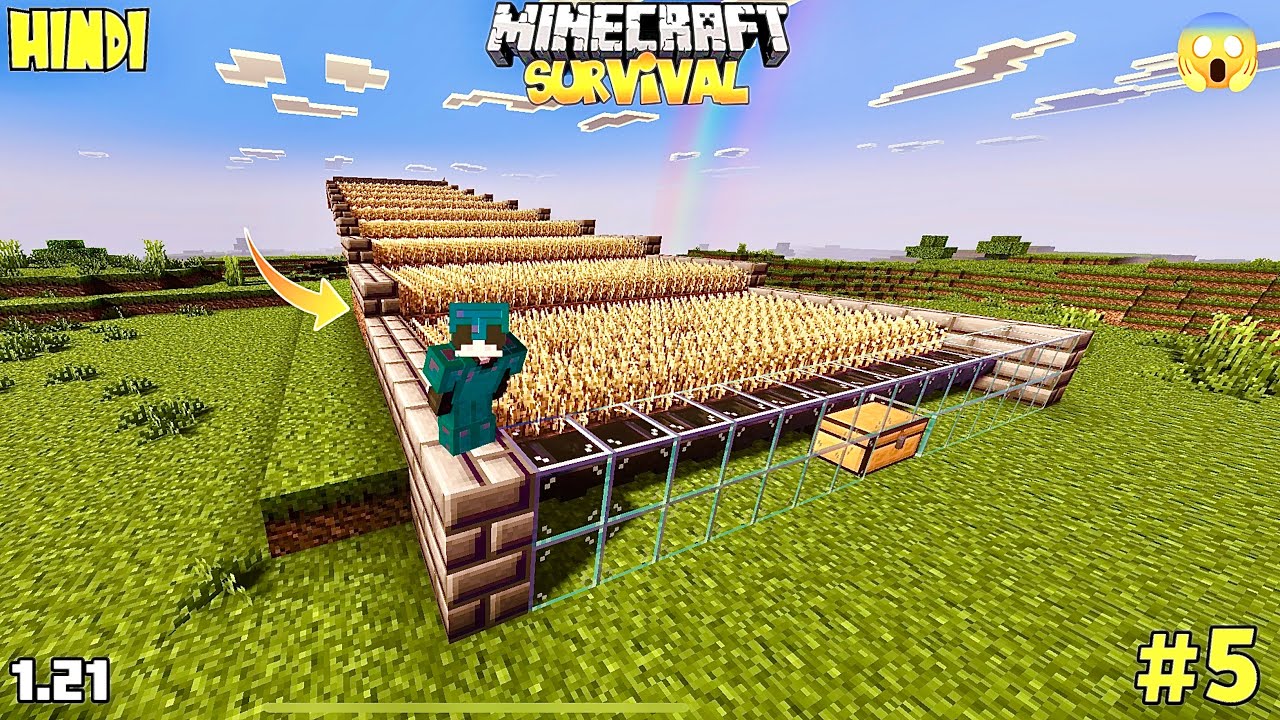 Minecraft Pe Making Automatic Wheat Farm 1.21  Survival Series Episode 5